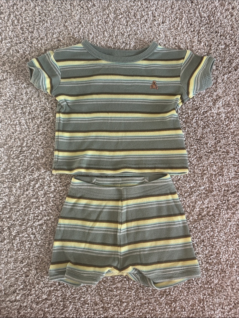 Baby GAP Ribbed Striped Short Pajama Set - 6-12 M